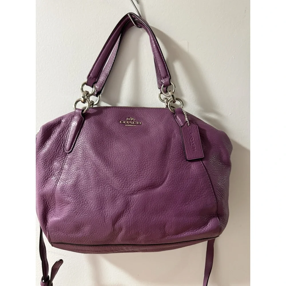 COACH Kelsey Purple  Crossbody Satchel Luxury‎ Designer Pebbled Leather 38675